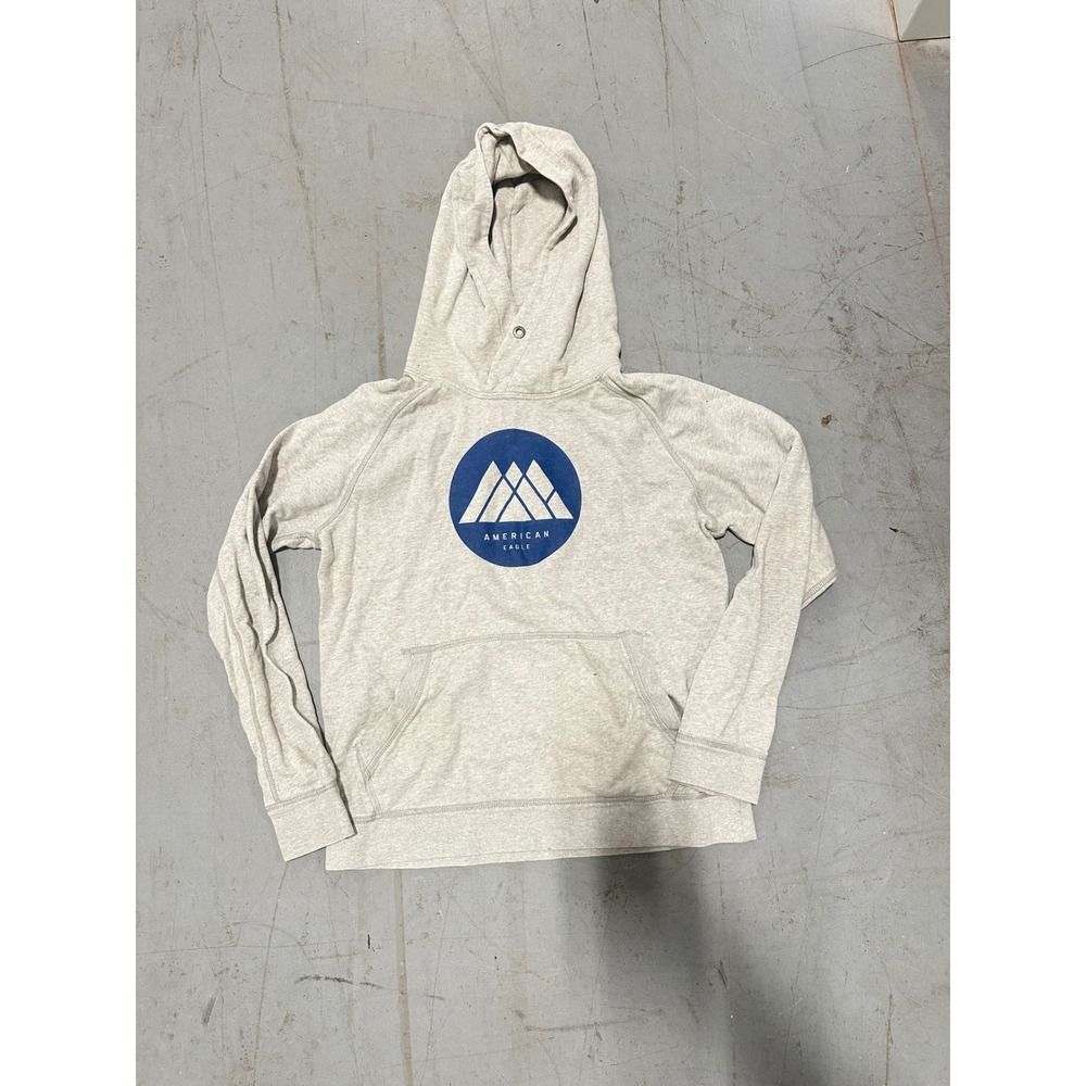 American Eagle Mens Gray Graphic Hoodie Mountain Logo Pullover AE-177